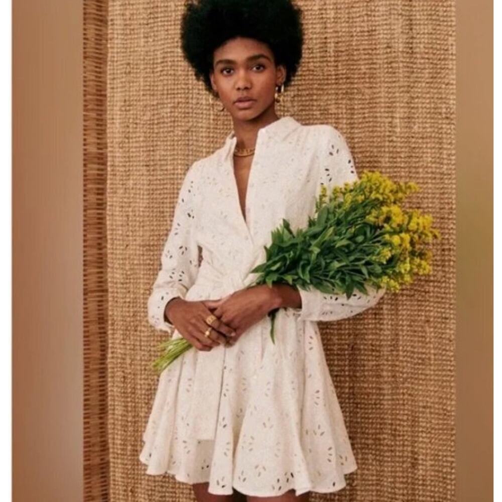 Sezane White Eyelet Mini Dress